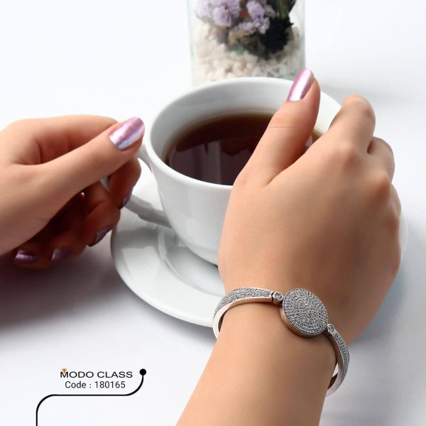 خرید دستبند نگین دار نقره زنانه مدل آریسته